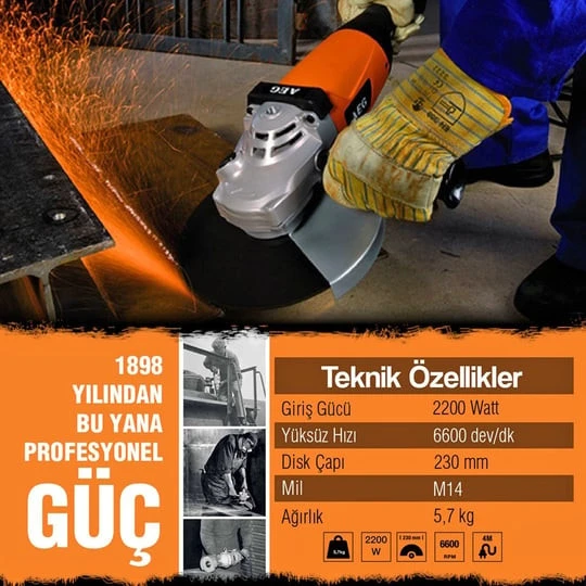 AEG WS 2200-180 180 mm Büyük Taşlama 2200 W ürün görseli