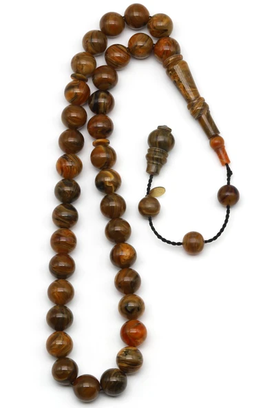 Usta İşçilikli Açık Kahve Sıkma Tesbih 10 mm Küre Kesim - 2