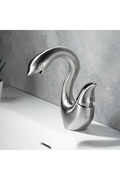 OEM Banyo Lavabo Bataryası Kuğu Model Mat Krom Nikel Renk Yeni Ürün Ithal 7 Yıl Garantili İthal - Resim 8