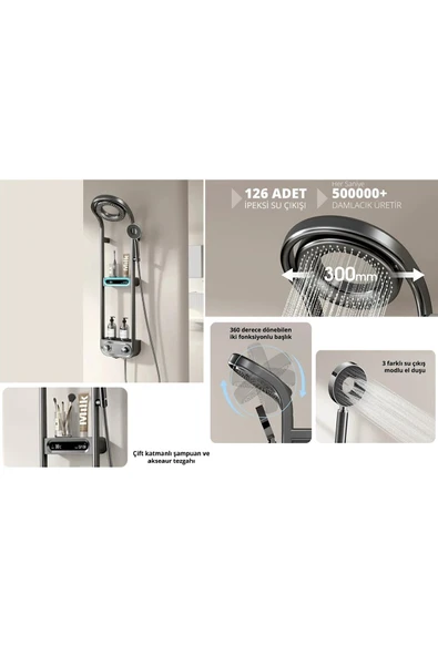 OEM Dijital Led Ekran Ve Termostatlı Robot Duş Seti Lüx Şelale Yağmur Duş Sistemi 7 Yıl Garantili İthal - Resim 4