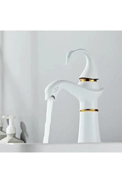 OEM Banyo Lavabo Bataryası Kuğu Model Beyaz / Gold Renk Yeni Ürün Ithal 7 Yıl Garantili İthal - Resim 3