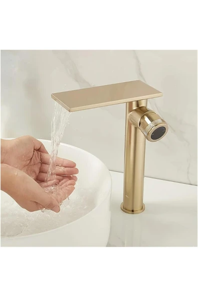 OEM Banyo Çanak Lavabo Bataryası Mat Gold Renk Yeni Model 7 Yıl Garantili Ithal ürün görseli