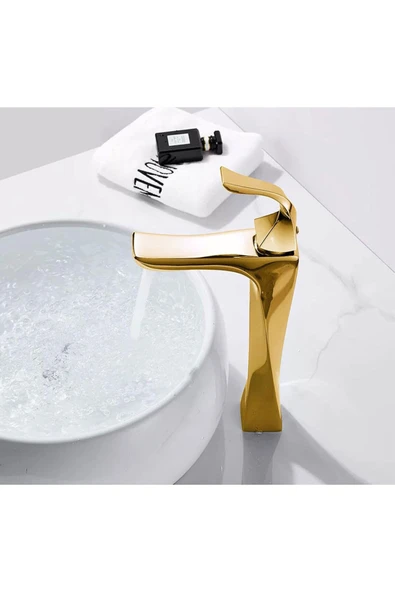 OEM Banyo Çanak Lavabo Bataryası Altın Dore Gold Renk Yeni Kıvrımlı Model 7 Yıl Garantili Ithal - Resim 7