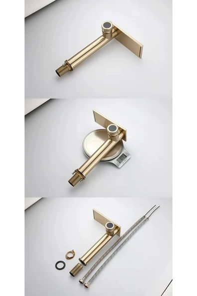 OEM Banyo Çanak Lavabo Bataryası Mat Gold Renk Yeni Model 7 Yıl Garantili Ithal - Resim 3