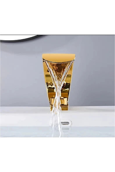 OEM Banyo Lavabo Bataryası Gold Altın Dore Renk Şelale 7 Yıl Garantili İthal Yeni Oval Tasarım. - Resim 5