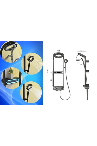 OEM Dijital Led Ekran Ve Termostatlı Robot Duş Seti Lüx Şelale Yağmur Duş Sistemi 7 Yıl Garantili İthal - Resim 5