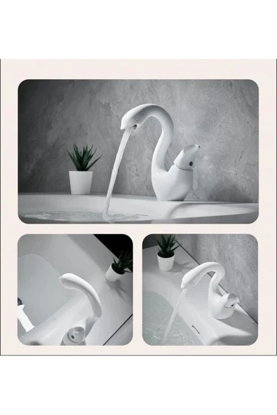 OEM Banyo Lavabo Bataryası Kuğu Model Beyaz Renk Yeni Ürün Ithal 7 Yıl Garantili İthal - Resim 4