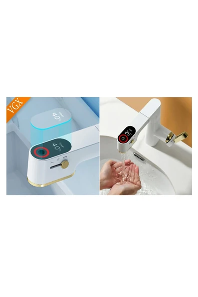 OEM Akıllı Dijital Sıcaklık Led Ekran Banyo Lavabo Bataryası Asansörlü 4 Fonksiyonlu İthal 7 Yıl Garanti - 3