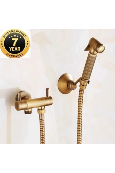 OEM Banyo Bide Basınçlı Püskürtücü Taharet Musluğu Klozet Hortumu Antik Renk İthal 7 Yıl Garantili ürün görseli