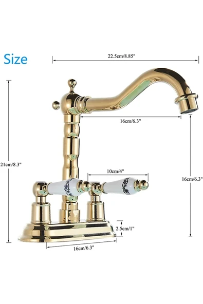 OEM Banyo Lavabo Bataryası Ankastre Altın Dore Gold Renk Yeni Model 7 Yıl Garantili İthal - Resim 4