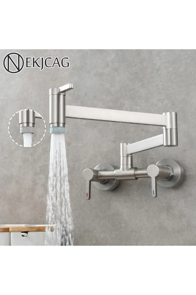 OEM Mutfak Evye Bataryası Tezgah Üstü Katlanır 2 Akış Ayarlı Mat Krom Nikel Ithal Yeni 5 Yıl Garantili ürün görseli