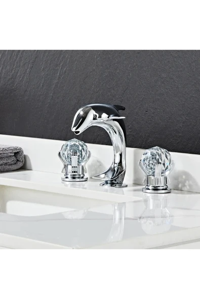 OEM Banyo Lavabo Küvet Jakuzi Bataryası Ankastre Krom Renk Taşlı Kuğu Model Şelale 7 Yıl Garantili - 3