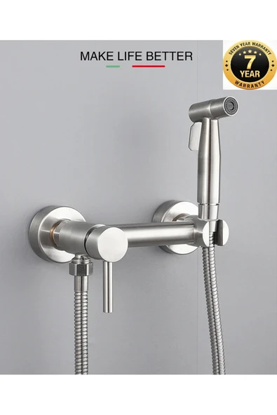OEM Banyo Tuvalet Bide Basınçlı Püskürtücü Taharet Musluğu Çift Su Girişli Nikel İthal 7 Yıl Garantili - 1