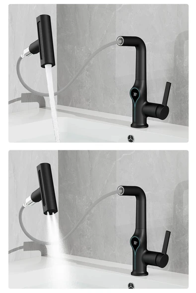 OEM Akıllı Dijital Sıcaklık Led Ekran Banyo Lavabo Bataryası Asansörlü 4 Fonksiyonlu İthal 7 Yıl Garanti - Resim 7