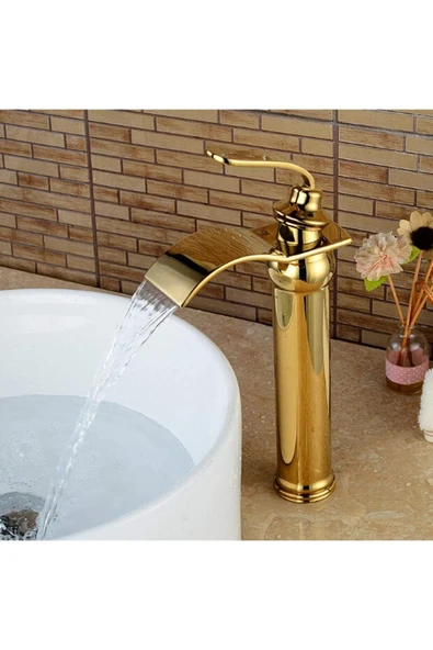 OEM Banyo Çanak Lavabo Bataryası Gold Altın Dore Yeni Şelale 7 Yıl Garantili İthal - Resim 6