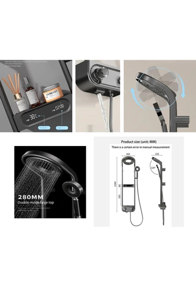 OEM Dijital Led Ekran Ve Termostatlı Robot Duş Seti Lüx Şelale Yağmur Duş Sistemi 7 Yıl Garantili İthal - Resim 5
