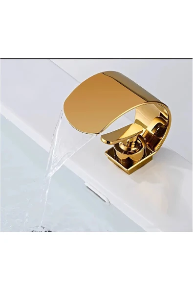 OEM Banyo Lavabo Bataryası Gold Altın Dore Renk Şelale 7 Yıl Garantili İthal Yeni Oval Tasarım. - Resim 4
