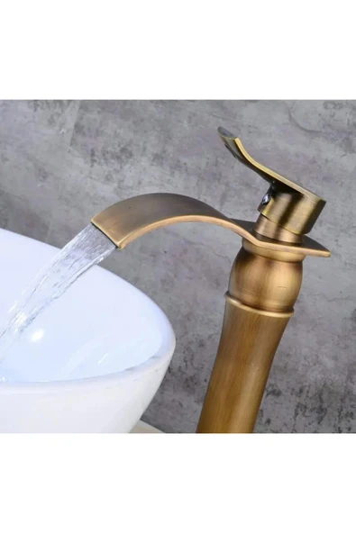 OEM Banyo Çanak Lavabo Bataryası Antik Renk Yeni Şelale Model 7 Yıl Garantili Ithal - Resim 5