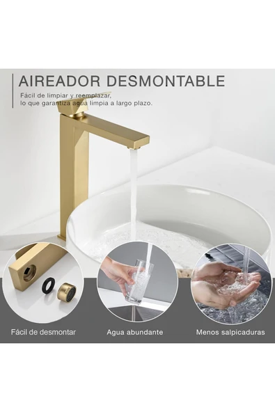 OEM Banyo Çanak Lavabo Bataryası Mat Gold Renk Yeni Tasarım 7 Yıl Garantili Ithal - Resim 5