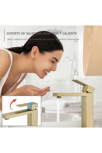OEM Banyo Çanak Lavabo Bataryası Mat Gold Renk Yeni Tasarım 7 Yıl Garantili Ithal - Resim 6