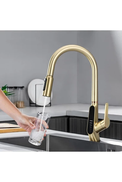 OEM Mutfak Evye Bataryası Dijital Su Arıtma Çıkışlı Spiralli Ve Fiskiyeli 7 Yıl Garanti Ithal Mat Gold - Resim 4