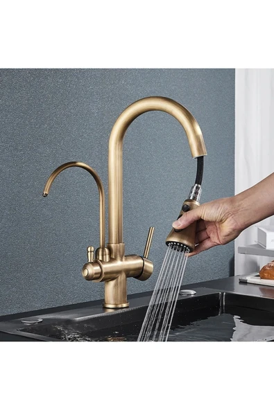 OEM Mutfak Evye Bataryası Dual Flow Smart Dokunmatik Spiralli Fiskiyeli Antik 7 Yıl Garantili İthal - Resim 4