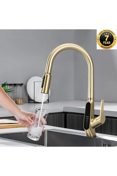 OEM Mutfak Evye Bataryası Dijital Su Arıtma Çıkışlı Spiralli Ve Fiskiyeli 7 Yıl Garanti Ithal Mat Gold ürün görseli