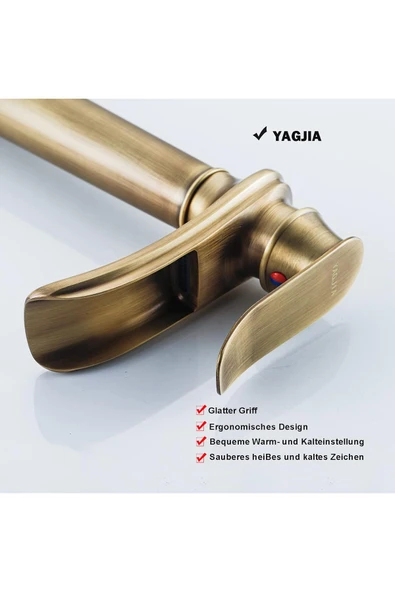 OEM Banyo Çanak Lavabo Bataryası Antik Renk Yeni Tarz Model 7 Yıl Garantili Ithal - Resim 4