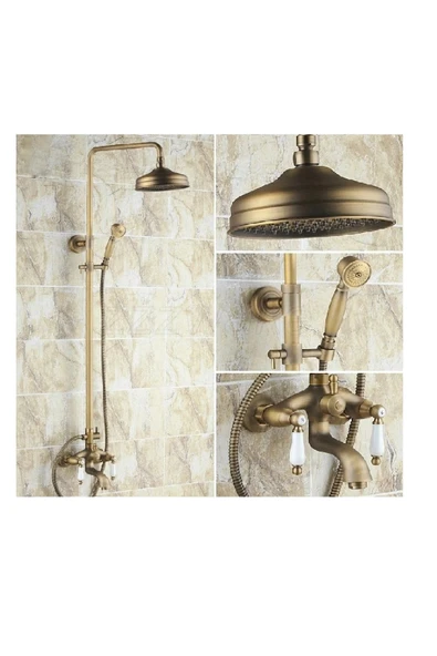 OEM Banyo Bataryası Duş Seti Antik Özel Seramik Kollu Model 7 Yıl Garantili İthal Ürün. - Resim 3