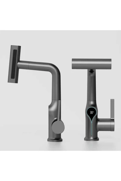 OEM Akıllı Dijital Sıcaklık Led Ekran Banyo Lavabo Bataryası Asansörlü 4 Fonksiyonlu İthal 7 Yıl Garanti - Resim 7