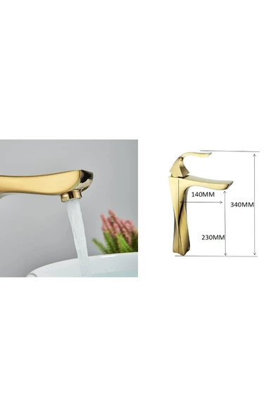 OEM Banyo Çanak Lavabo Bataryası Altın Dore Gold Renk Yeni Kıvrımlı Model 7 Yıl Garantili Ithal - Resim 6