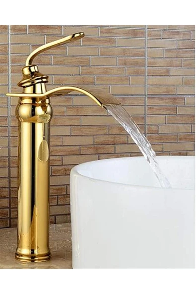 OEM Banyo Çanak Lavabo Bataryası Gold Altın Dore Yeni Şelale 7 Yıl Garantili İthal - Resim 2
