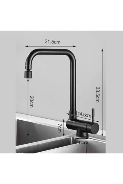 OEM Mutfak Pencere Önü Katlanır Evye Bataryası Mat Siyah İthal Yeni 7 Yıl Garantili - Resim 4