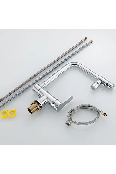 OEM Mutfak Pencere Önü Katlanır Evye Bataryası Su Arıtma Çıkışlı Yeni Krom 5 Yıl Garantili - Resim 6