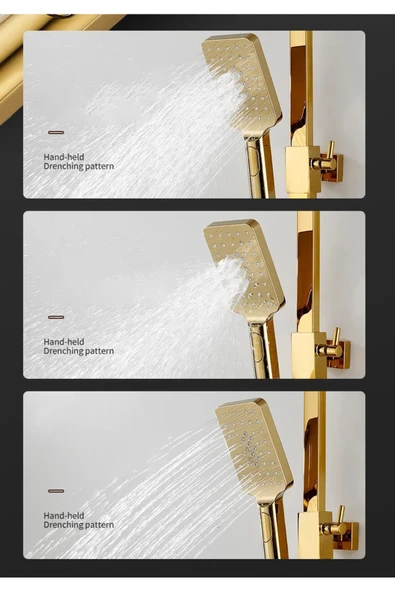 OEM Dijital Sıcaklık Led Ekranlı Banyo Duş Seti Piyano Tuşlu Yeni Beyaz Gold 7 Yıl Garantili İthal - Resim 4