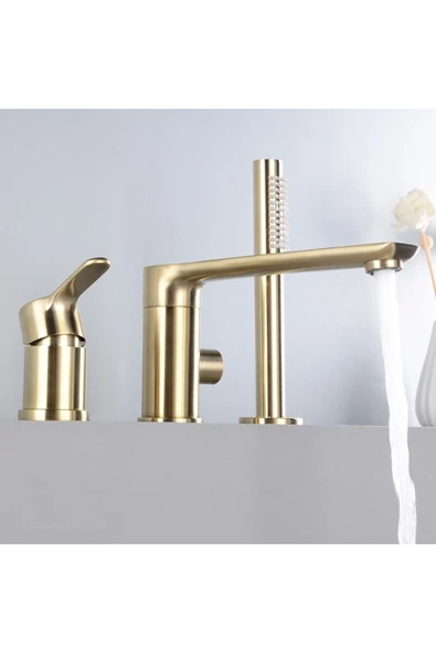 OEM Banyo Bataryası Küvet Jakuzi Duş Seti Ankastre Mat Gold Yeni Ürün 7 Yıl Garantili Ithal - Resim 3