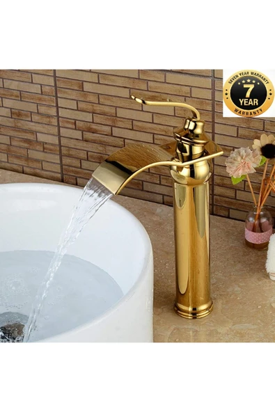 OEM Banyo Çanak Lavabo Bataryası Gold Altın Dore Yeni Şelale 7 Yıl Garantili İthal ürün görseli