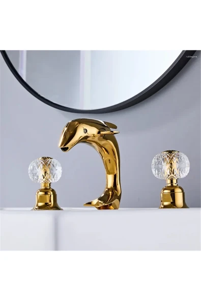 OEM Banyo Lavabo Küvet Jakuzi Bataryası Ankastre Gold Renk Taşlı Kuğu Model Şelale 7 Yıl Garantili - Resim 2