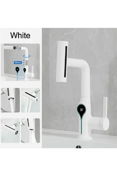 OEM Akıllı Dijital Sıcaklık Led Ekran Banyo Lavabo Bataryası Asansörlü 4 Fonksiyonlu İthal 7 Yıl Garanti ürün görseli