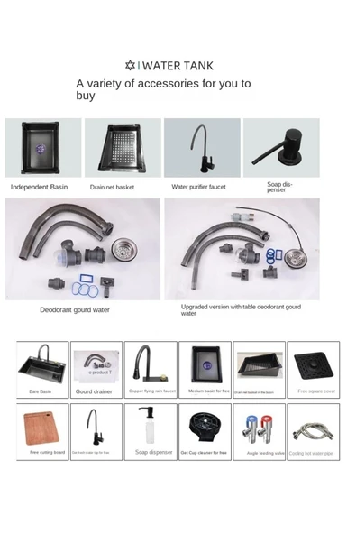 OEM Dijital Akıllı Eviye Seti Ve Bataryası Antrasit Çelik 6 Fonksiyon Full Set Ithal 7 Yıl Garanti - Resim 7