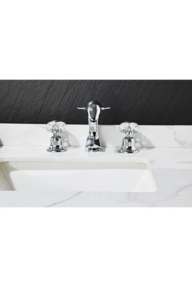 OEM Banyo Lavabo Küvet Jakuzi Bataryası Ankastre Krom Renk Taşlı Kuğu Model Şelale 7 Yıl Garantili - 5