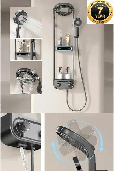 OEM Dijital Led Ekran Ve Termostatlı Robot Duş Seti Lüx Şelale Yağmur Duş Sistemi 7 Yıl Garantili İthal ürün görseli