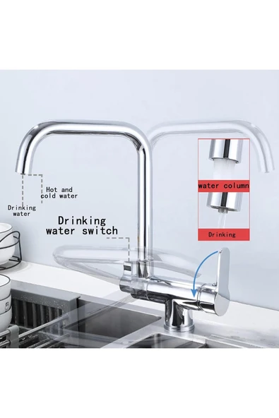 OEM Mutfak Pencere Önü Katlanır Evye Bataryası Arıtma Çıkışlı Krom Yeni 7 Yıl Garantili Ithal - Resim 7