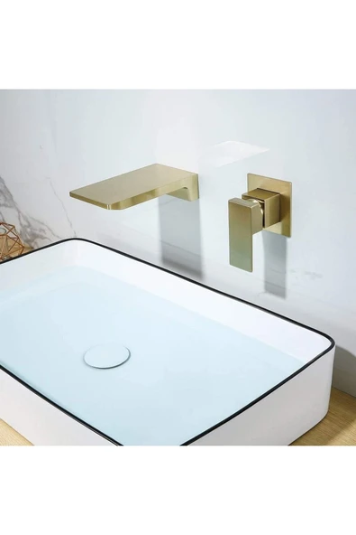 OEMN Banyo Bataryası Küvet Jakuzi Lavabo Ankastre Mat Gold Yeni Şelale 7 Yıl Garantili Sıva Altı Dahil - Resim 7