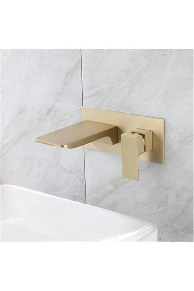 OEMN Banyo Bataryası Küvet Jakuzi Lavabo Ankastre Mat Gold Yeni Şelale 7 Yıl Garantili Sıva Altı Dahil - Resim 6