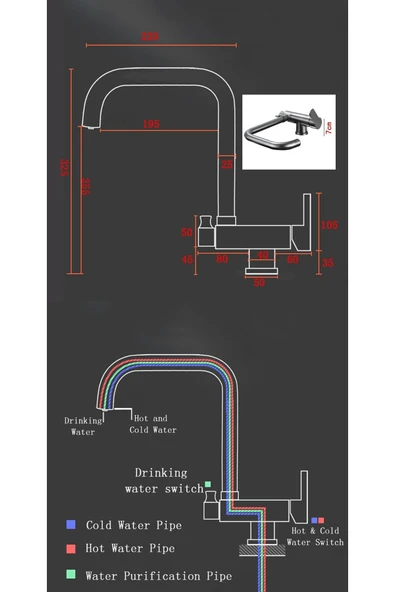 OEM Mutfak Pencere Önü Katlanır Evye Bataryası Arıtma Çıkışlı Krom Yeni 7 Yıl Garantili Ithal - Resim 5