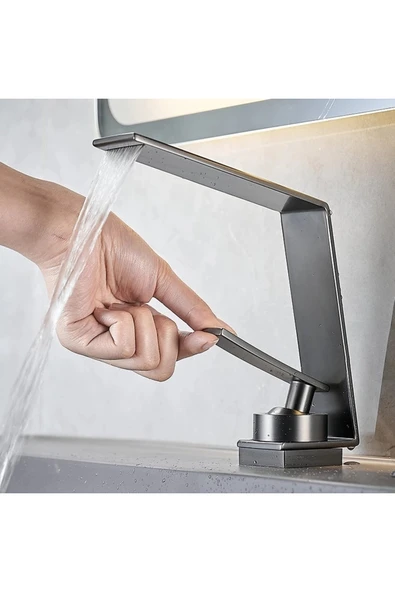 OEM Banyo Lavabo Bataryası Antrasit Gri Şelale Yeni Model 5 Yıl Garantili - Resim 2