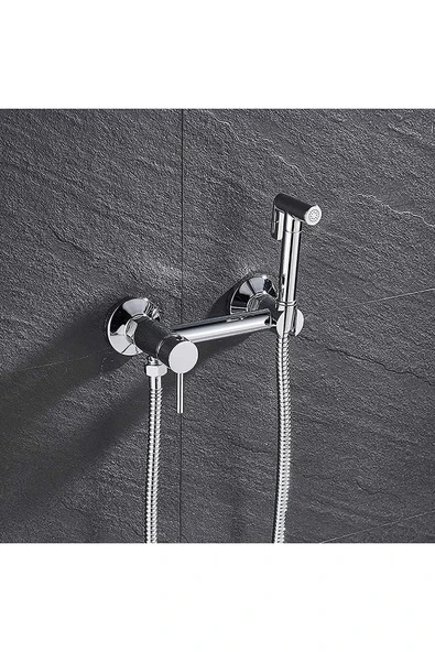 OEM Banyo Tuvalet Bide Basınçlı Püskürtücü Taharet Musluğu Çift Su Girişli Krom İthal 7 Yıl Garantili - Resim 7