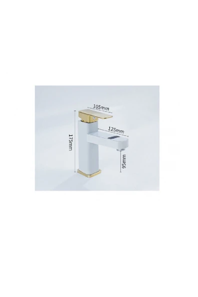 OEM Akıllı Dijital Sıcaklık Led Ekran Banyo Lavabo Bataryası Beyaz Gold İthal 7 Yıl Garantili - 4