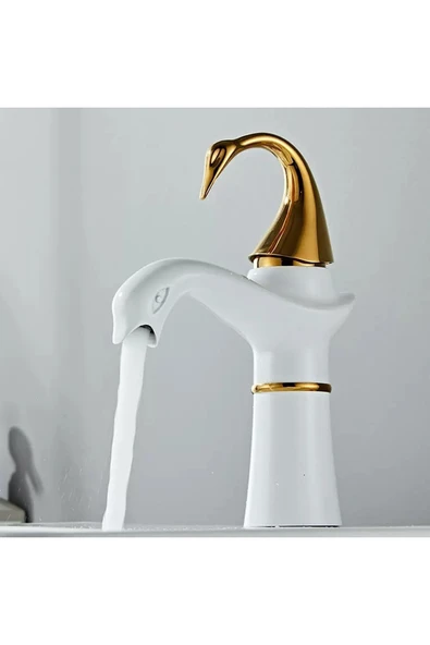 OEM Banyo Lavabo Bataryası Kuğu Model Beyaz / Gold Yeni Ürün Ithal 7 Yıl Garantili İthal - Resim 4